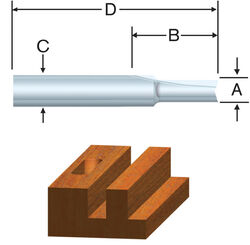Vermont American 1/4 in. D X 1/8 x 5/16 in. R X 2 in. L Carbide Tipped 1-Flute Straight Router