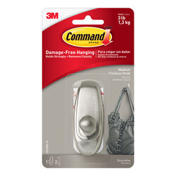 3M Command Medium Plastic Hook 3-1/4 in. L 1 pk