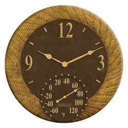 Taylor Dial Clock/Thermometer Resin Brown