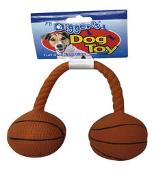 Diggers Orange Twin Basketball Latex Dog Toy Medium 1