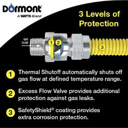 Dormont SmartSense 1/2 in. OD T X 1/2 in. D OD 36 in. Stainless Steel Gas Connector Kit