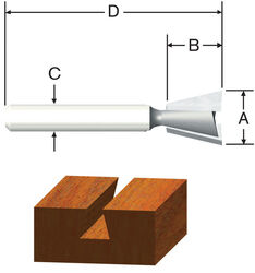 Vermont American 1/2 in. D X 1/2 in. R X 1-3/4 in. L Carbide Tipped Dovetail Router Bit