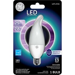 GE acre CA11 E12 (Candelabra) LED Bulb Soft White 25 Watt Equivalence 1 pk