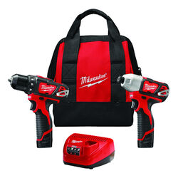 Milwaukee M12 12 V Cordless Brushed 2 Drill and Impact Driver Kit