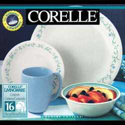 Corelle White Glass/Stoneware Dinnerware Set Assortment in. D 16 pc