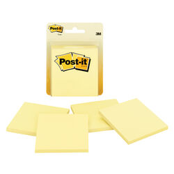 Post-it 3 in. W X 3 in. L Canary Yellow Sticky Notes 4 pad