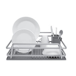 Ta Da 12-5/16 in. L X 17-13/16 in. W X 5.31 in. H Gray Aluminum/Silicone Dish Rack/Mat Set