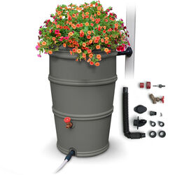 EarthMinded Gray 50 gal Rain Barrel Polyethylene
