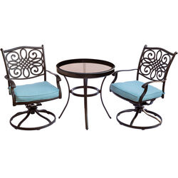 Hanover 3 pc Brown Aluminum Bistro Set