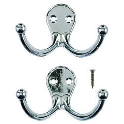 Ace 1-3/4 in. L Chrome Silver Metal Small Double Garment Hook 2 pk