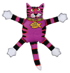 Fat Cat Multicolored Assorted Styles Canvas Squeak Dog Toy Small 1