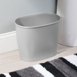 InterDesign Kent Silver Plastic Oval Wastebasket