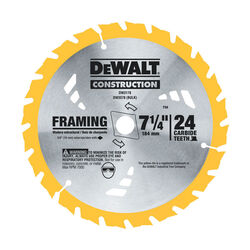 DeWalt 7-1/4 in. D X 5/8 in. S Construction Carbide Tipped Circular Saw Blade 24 teeth 2 pk