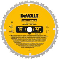 DeWalt 12 in. D X 1 in. S Carbide Circular Saw Blade 32 teeth 1 pk