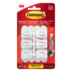 3M Command Mini Plastic Hook 11/8 in. L 18 pk