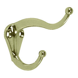 Ace 3 in. L Bright Brass Gold Brass Small Coat and Hat Hook 2 pk