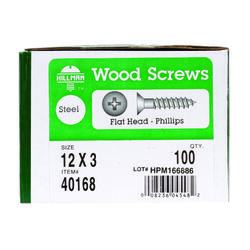 Hillman No. 12 S X 3 in. L Phillips Zinc-Plated Wood Screws 100 pk