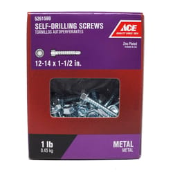 Ace No. 12-14 S X 1-1/2 in. L Hex Washer Head Self- Drilling Screws 1 lb