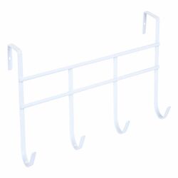 Spectrum 13-3/4 in. L Semi Gloss White Steel Small Over the Door 4-Hook Rack 1 pk