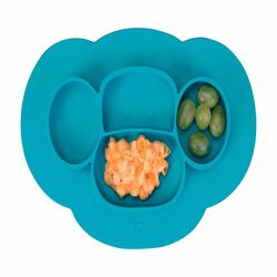 InterDesign Blue Silicone Kids Divided Plate 1 pk
