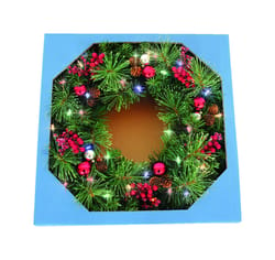 Celebrations 26 in. D LED Prelit Decorated Multi Castle Hill Christmas Wreath