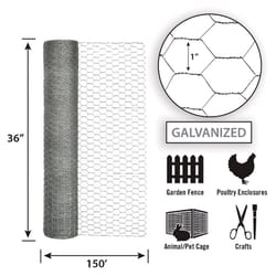 Garden Craft 36 in. H X 150 ft. L 20 Ga. Silver Poultry Netting