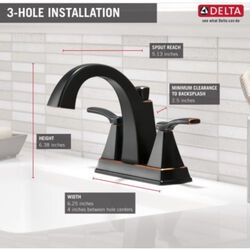 Delta Flynn Oil Rubbed Bronze Two Handle Lavatory Faucet 4 in.