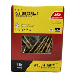 Ace No. 10 S X 3-1/2 in. L Star Yellow Zinc-Plated Cabinet Screws 1 lb 65 pk