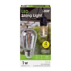 Feit Electric acre S14 E26 (Medium) LED Bulb Soft White 11 Watt Equivalence 4 pk