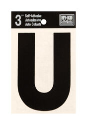 Hy-Ko 3 in. Black Vinyl Self-Adhesive Letter U 1 pc