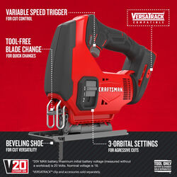 Craftsman 20 V Cordless Jig Saw Tool Only