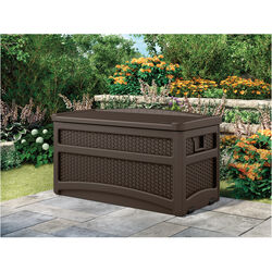 Suncast 24 in. W X 24 in. D Brown Plastic Deck Box with Seat 73 gal