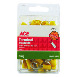 Ace Insulated Wire Ring Terminal Yellow 50 pk