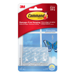 3M Command Small Plastic Window Hooks 1-1/8 in. L 3 pk