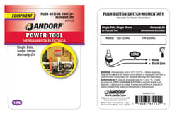 Jandorf 15 amps Single Pole Push Button Power Tool Switch Black/Silver 1 pk