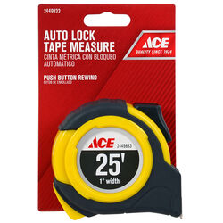 Ace 25 ft. L X 1 in. W Auto Lock Tape Measure 1 pk