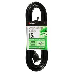 Woods Indoor or Outdoor 15 ft. L Black Extension Cord 16/2