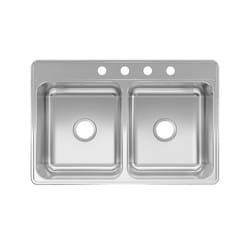 Kindred Stainless Steel Top Mount 33 in. W X 22 in. L Double Bowl Kitchen Sink