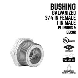 BK Products 1 in. MPT T X 3/4 in. D FPT Galvanized Malleable Iron Hex Bushing