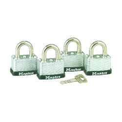 Master Lock 15/16 in. H X 13/16 in. W X 1-1/2 in. L Laminated Steel Warded Locking Padlock 4 p
