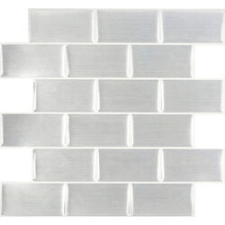 Peel and Impress 10 in. W X 11.3 in. L Gray Multiple Finish (Mosaic) Vinyl Adhesive Wall Tile 4