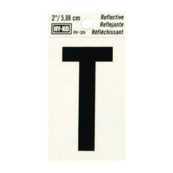 Hy-Ko 2 in. Reflective Black Vinyl Self-Adhesive Letter T 1 pc