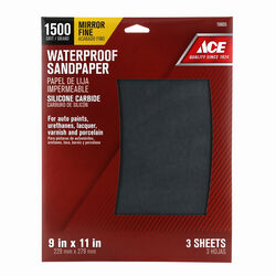 Ace 11 in. L X 9 in. W 1,500 Grit Silicon Carbide Waterproof Sandpaper 3 pk