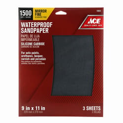 Ace 11 in. L X 9 in. W 1,500 Grit Silicon Carbide Waterproof Sandpaper 3 pk