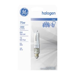 GE Quartzline 75 W T3 Specialty Halogen Bulb 1,050 lm Warm White 1 pk