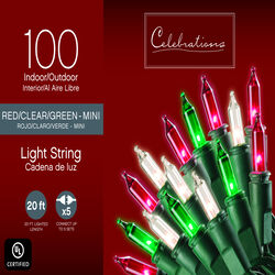 Celebrations Incandescent Incandescent Mini Multicolored 100 ct String Christmas Lights 20.625 ft.