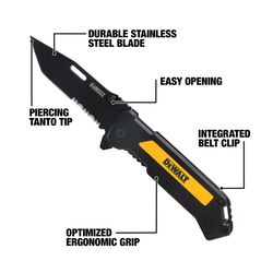DeWalt 7 in. Folding Pocket Knife Black/Yellow 1 pk