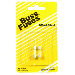 Bussmann 0.2 amps Fast Acting Glass Fuse 2 pk