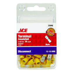 Ace Insulated Wire Male Disconnect Yellow 50 pk