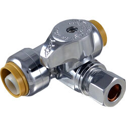 SharkBite 1/2 in. PTC T X 1/2 in. S Compression Brass Tee Stop